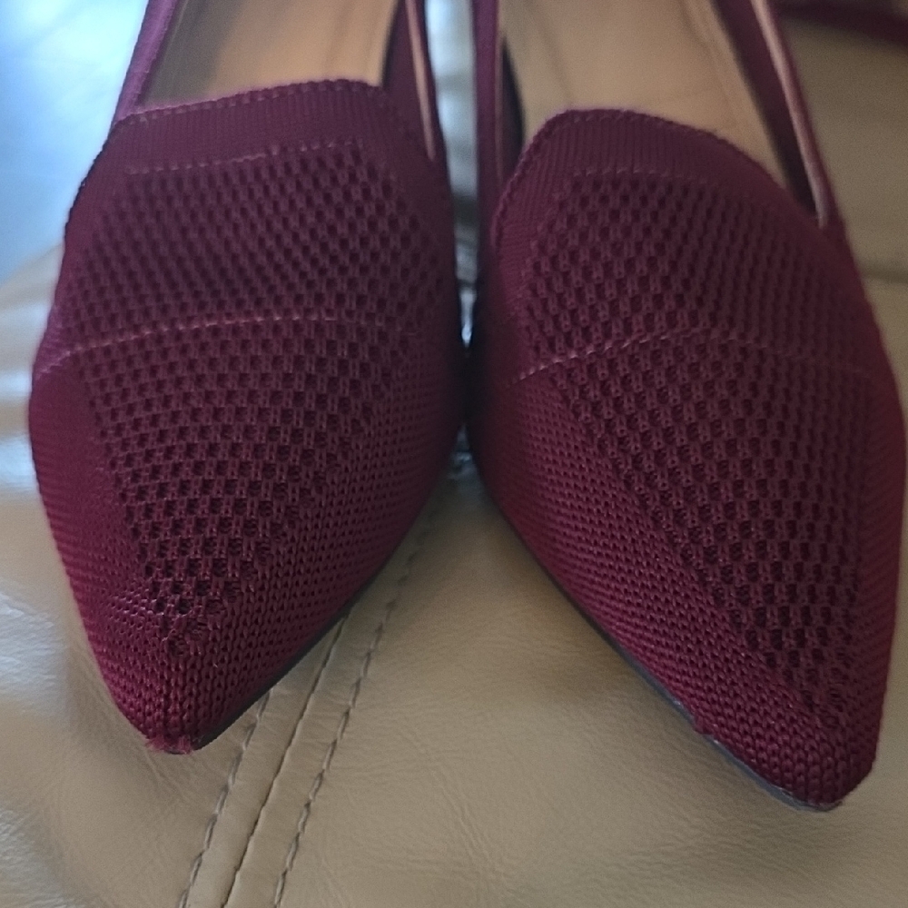 Adrienne Vittadini Burgundy Knit Slip Ons - Picture 2 of 8